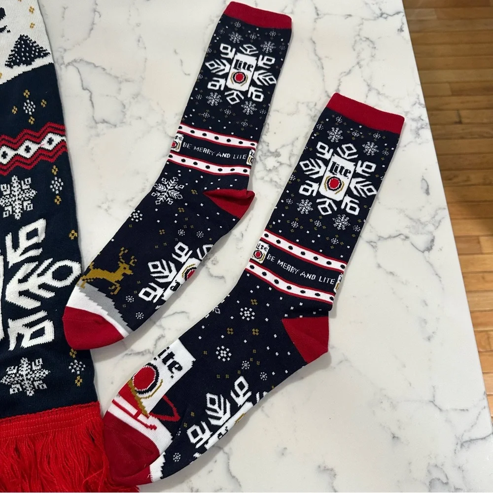 Miller Lite Ugly Scarf and Matching Socks